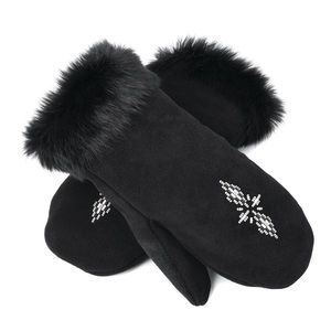 Manitobah suede and rabbit fur new mitts size small
